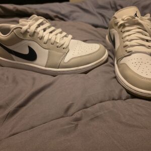 Nike Cream and White Sneakers with Black Swoosh